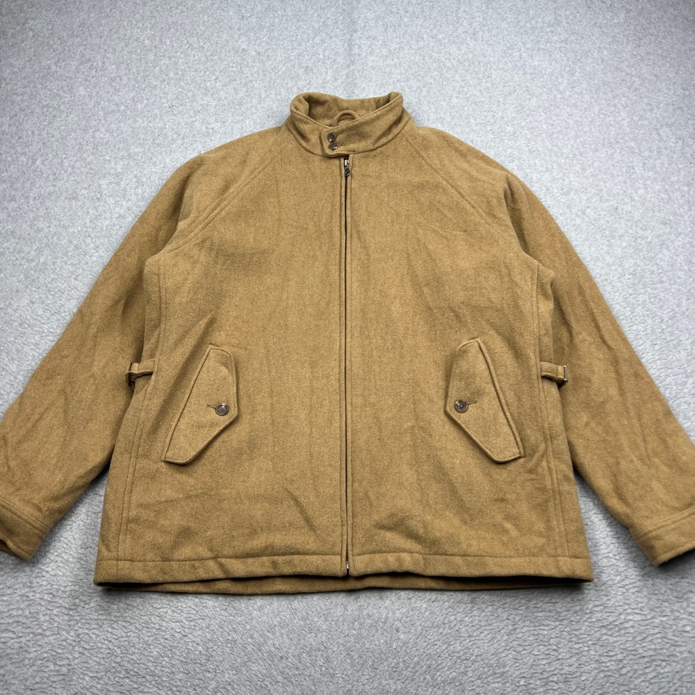 Polo Ralph Lauren Wool Harrington Jacket Mens Large Full Zip Mock Flap Pockets